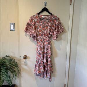 Max Studio Floral Wrap mini Dress size small